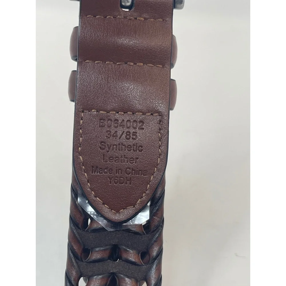Braided Belt‎ Mens 34 Brown Excellent Woven Synthetic Leather